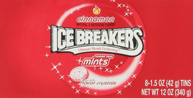 Ice Breakers cinnamon mints offer sugar-free flavor for post-meal refresh.