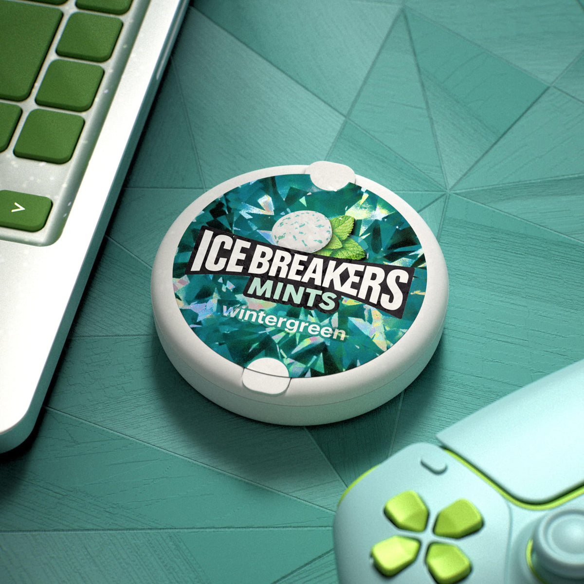 Mints dispensing from a tin to refresh moments between tasks.
