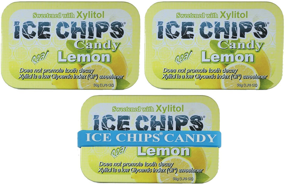 ICE CHIPS xylitol lemon candy tin pack for refreshing breath