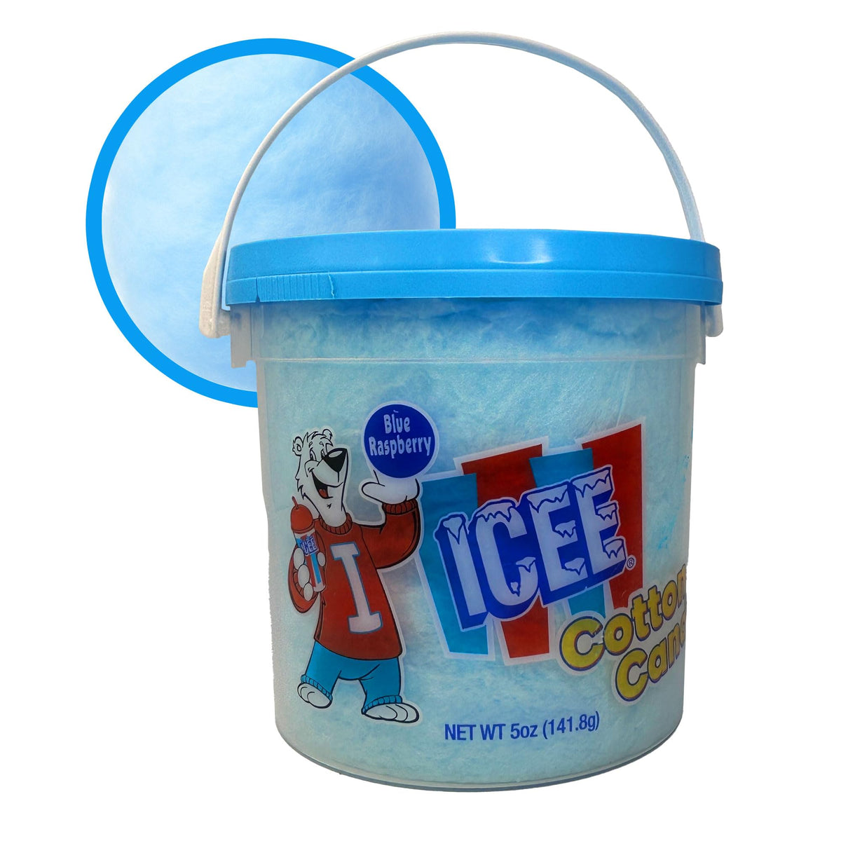 Icee Cotton Candy blue-raspberry bucket on display, perfect for fun parties.