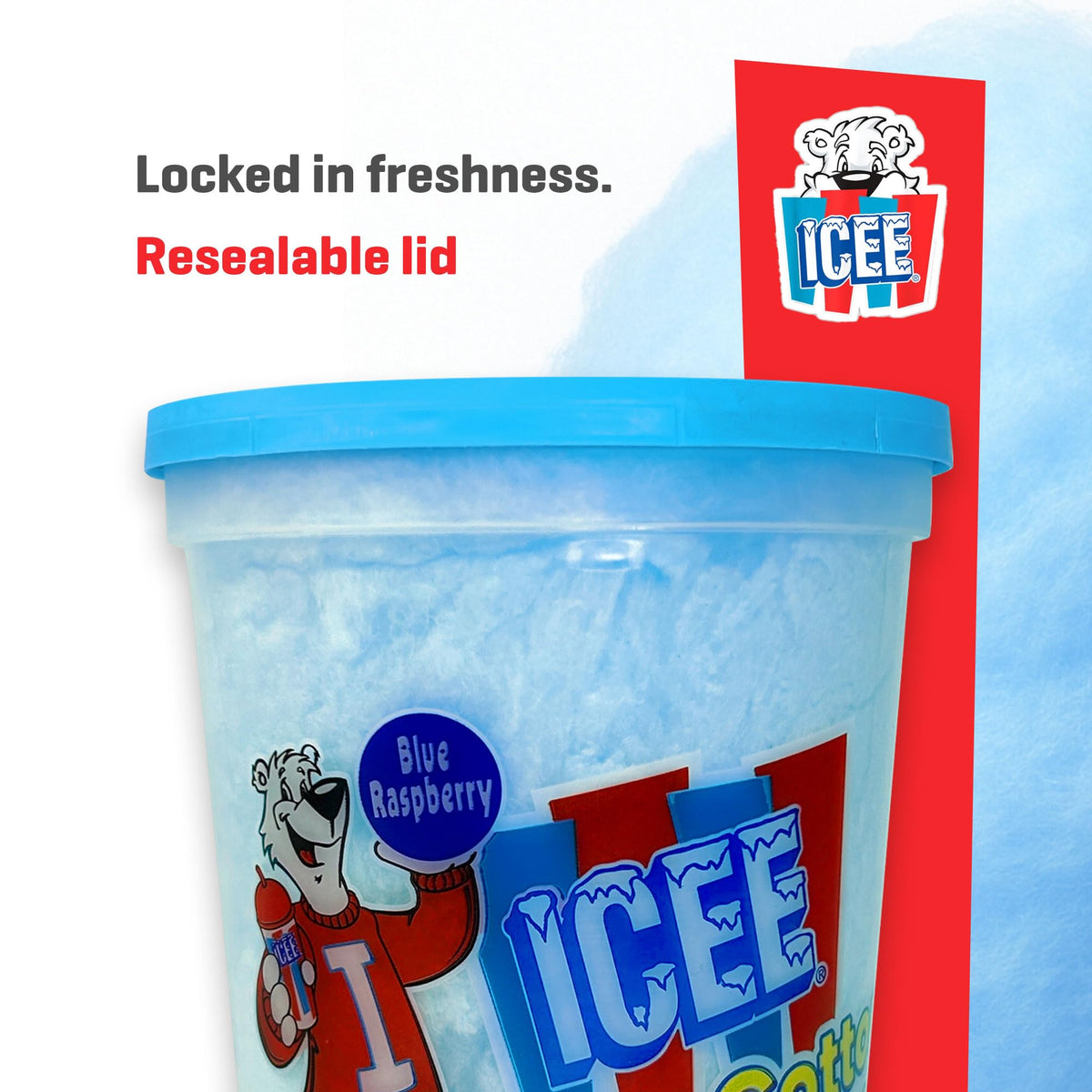Icee Cotton Candy blue-raspberry flavor detail highlighting vibrant color.
