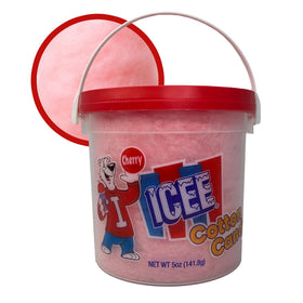 Icee Cotton Candy Cherry 5oz bucket with fluffy texture for party snacking.