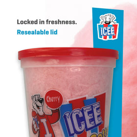 Icee Cotton Candy Cherry bucket with handle shown for convenient on-the-go treats.