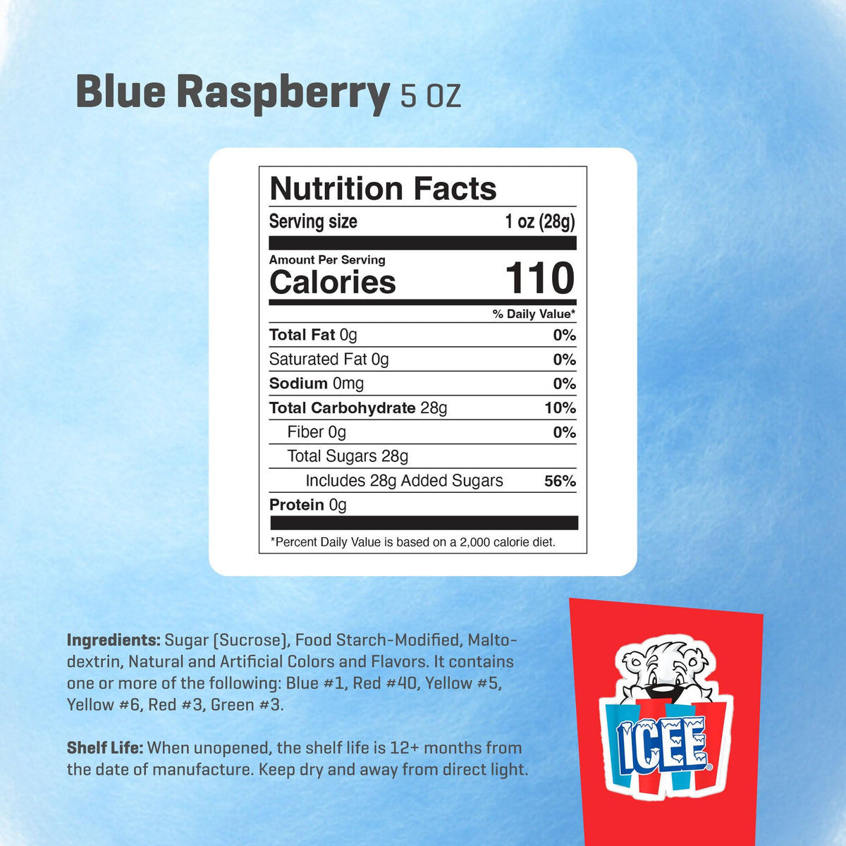 Icee Cotton Candy fluffy texture close-up, melts softly in your mouth.
