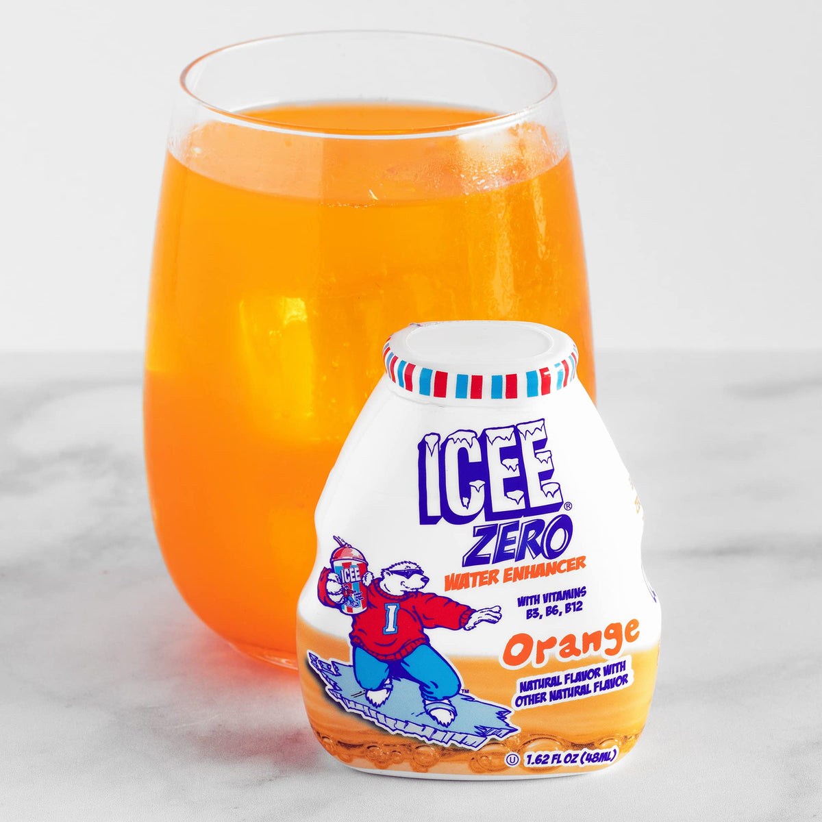 Icee Gluten-free label—gluten-free hydration option with zero calories.