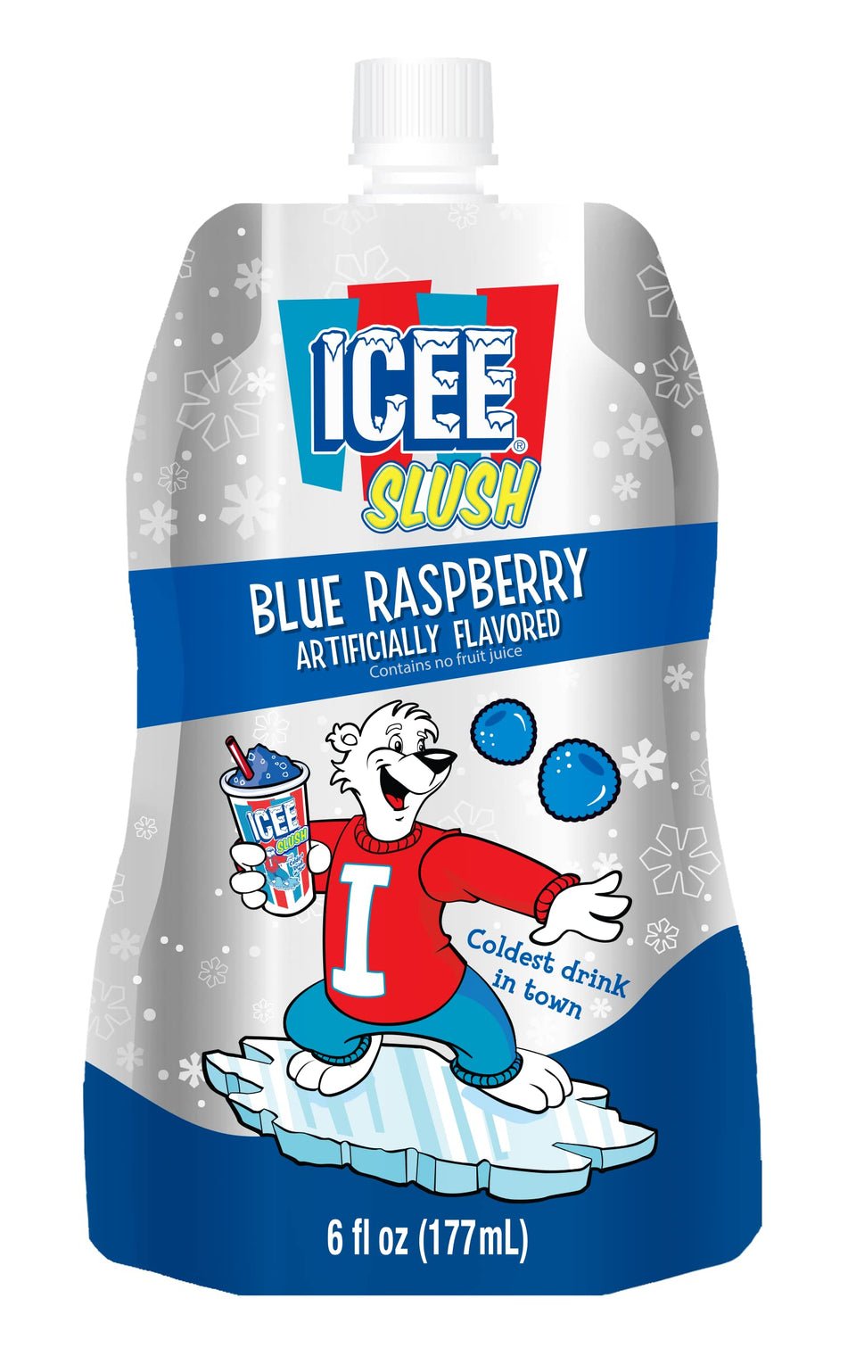 Icee Slush Blue Raspberry pouch pour for instant slush at home or on the go