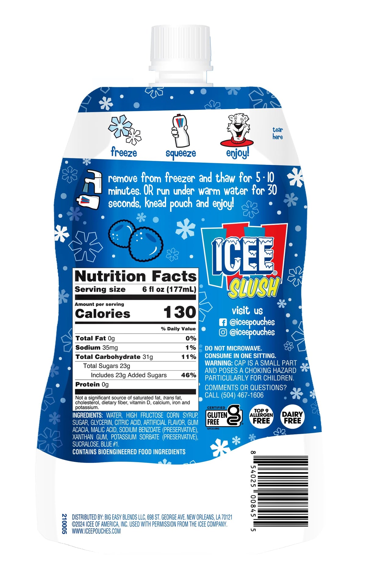 Icee Slush leakproof pouch design ensures mess-free enjoyment.