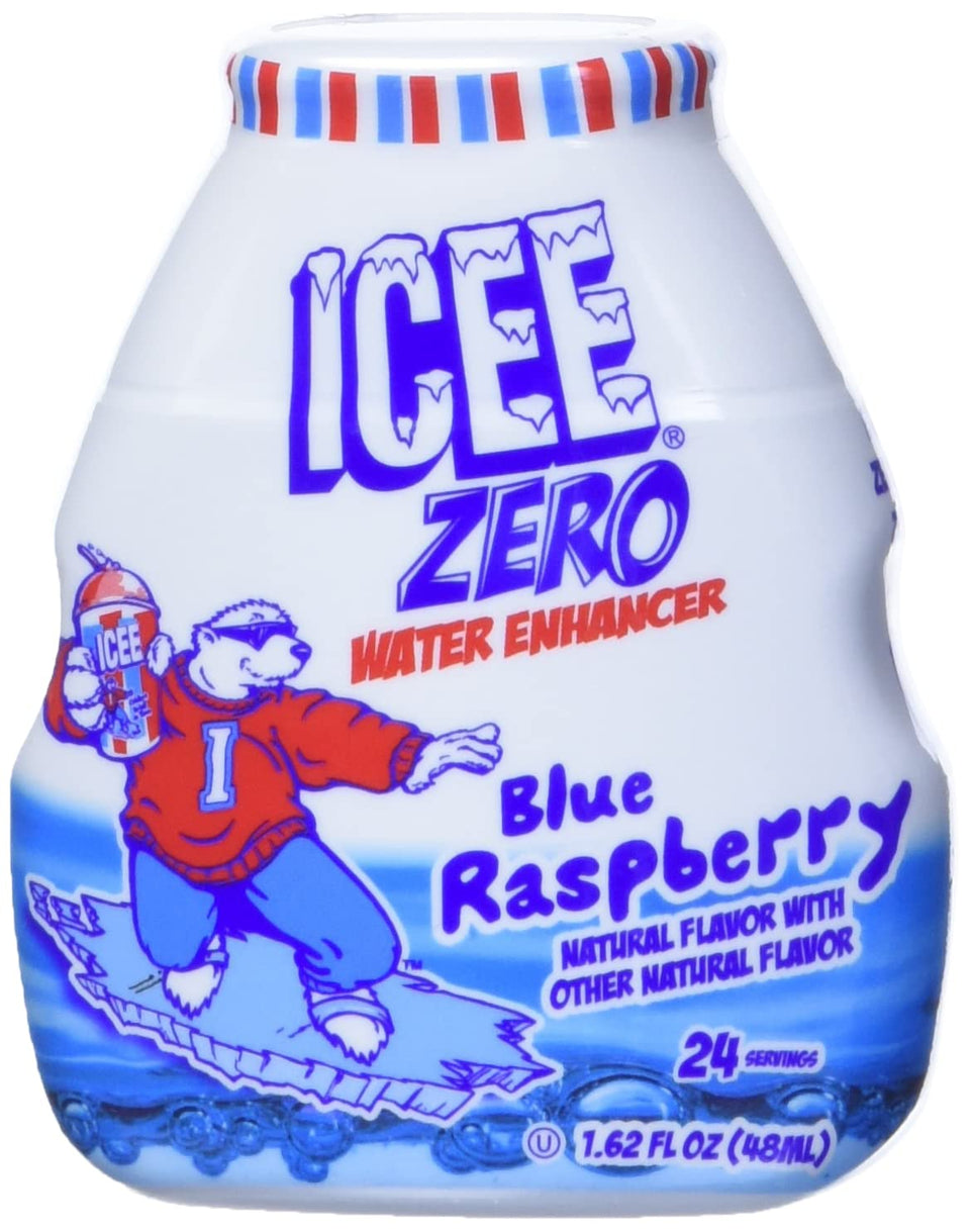Icee Zero Blue Raspberry water enhancer bottle adds zero-calorie flavor to water.