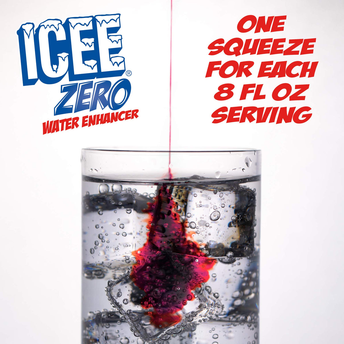 Icee Zero Calorie Blue Raspberry bottle pour—bright, refreshing flavor without sugar.