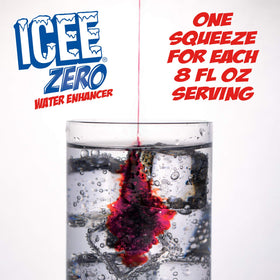 Icee Zero Calorie Blue Raspberry bottle pour—bright, refreshing flavor without sugar.