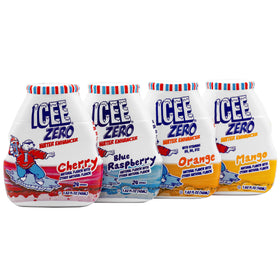 Icee Zero Calorie Cherry bottle pour—delicious flavor without calories for on-the-go hydration.