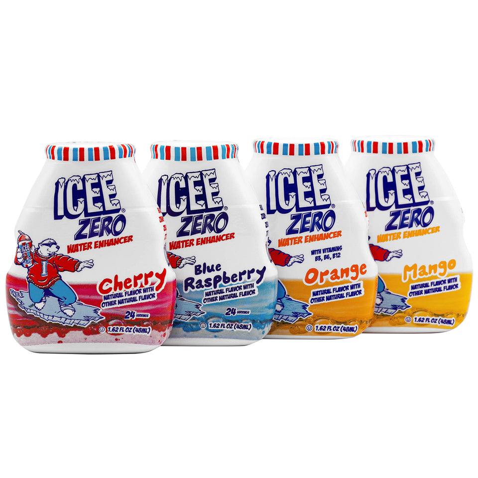 Icee Zero Calorie Cherry bottle pour—delicious flavor without calories for on-the-go hydration.