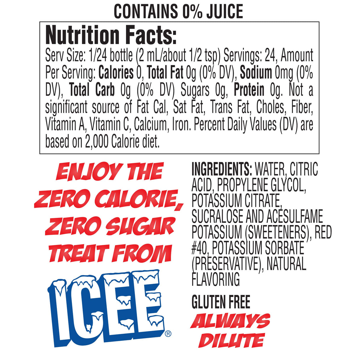 Icee Zero Calorie Orange bottle pour—tangy citrus note to boost daily hydration.