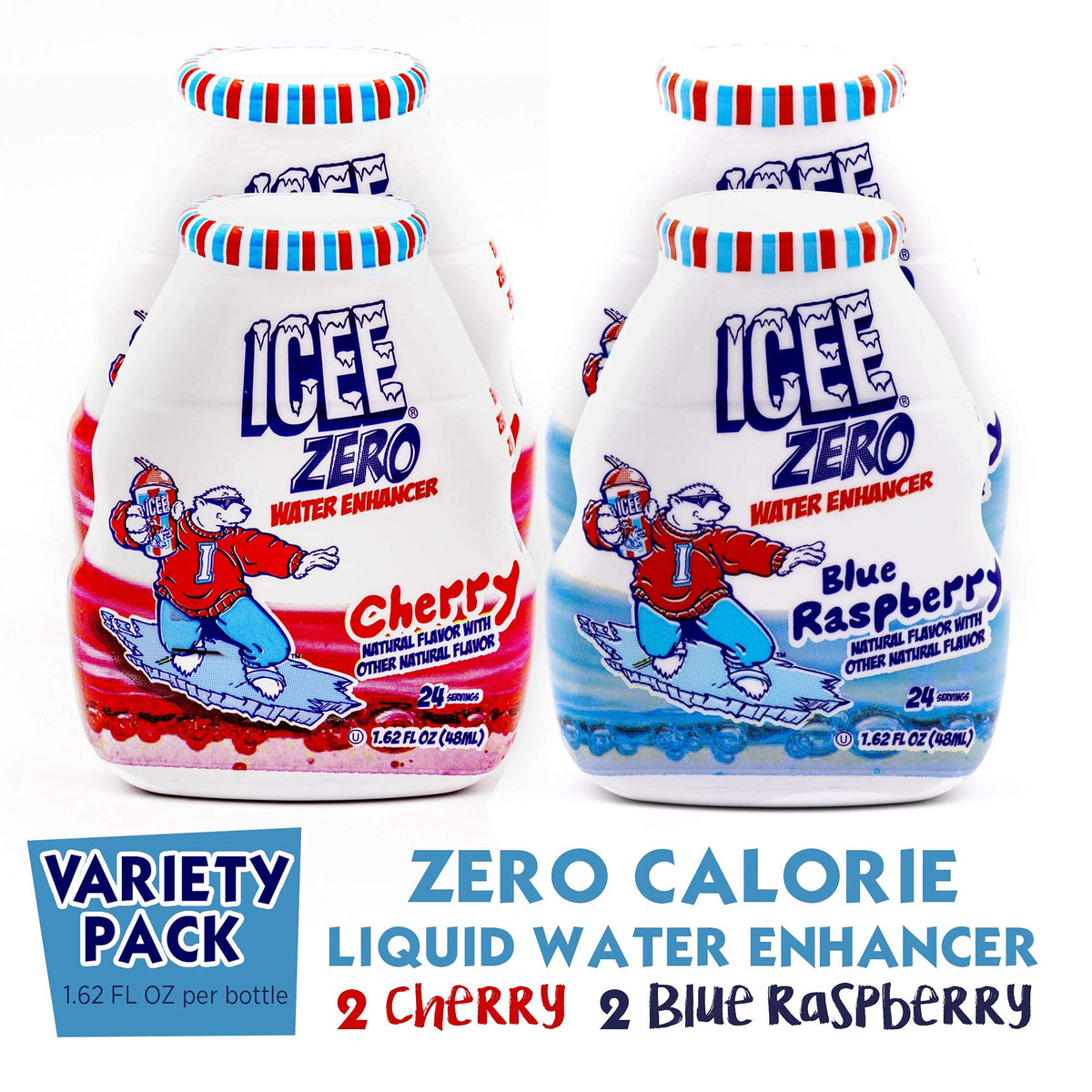Icee Zero Calorie Blue Raspberry bottle pour adds flavor to water
