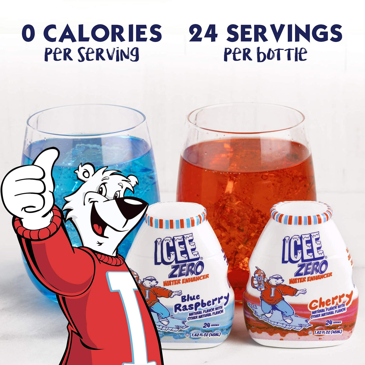 Closeup of Icee blue raspberry label and natural flavors