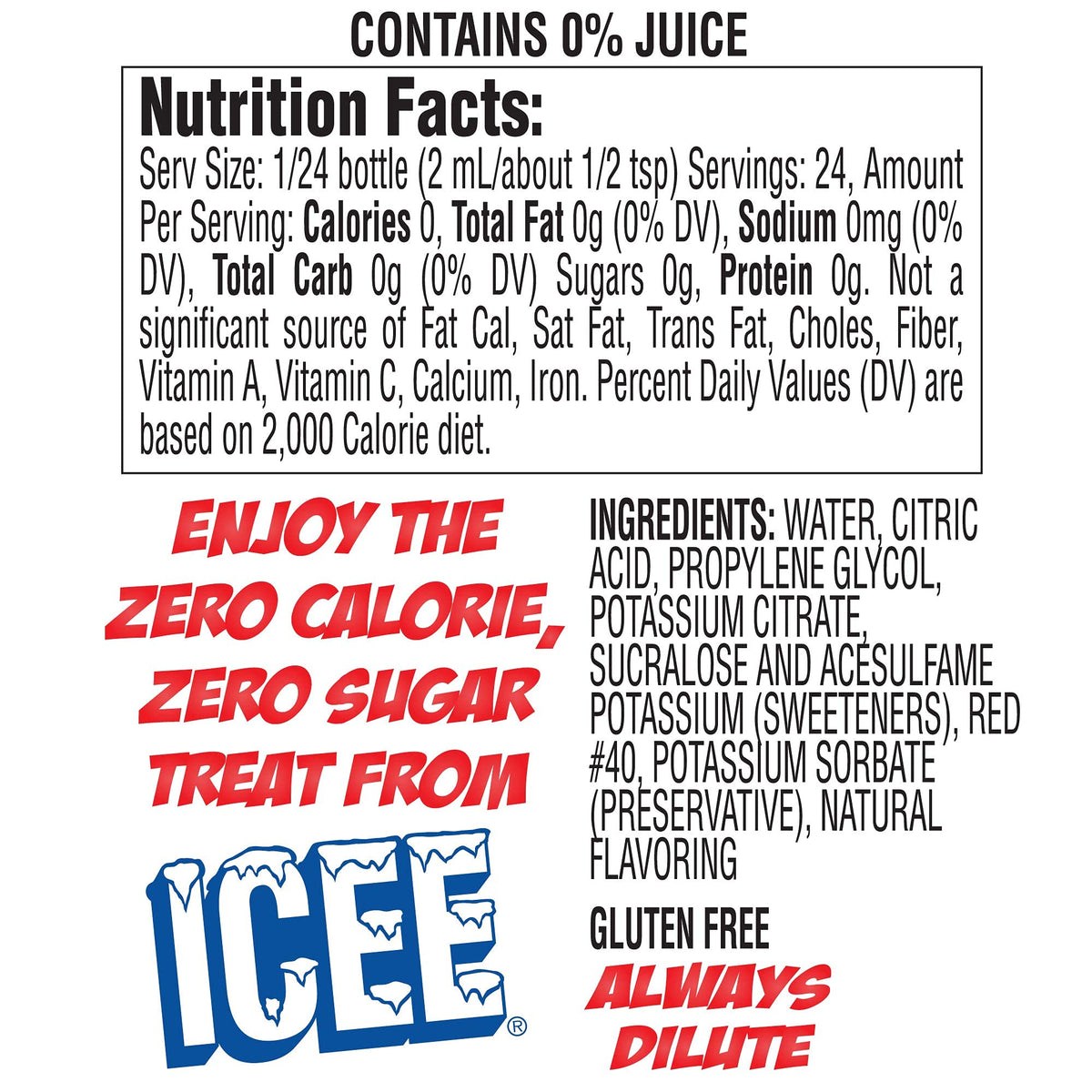 Icee Zero Cherry water enhancer in a chilled glass