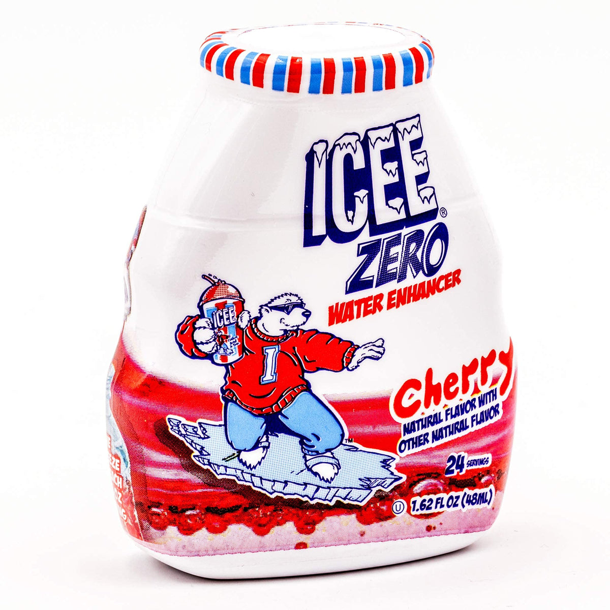 Icee Zero Cherry water enhancer label highlights calories and gluten-free