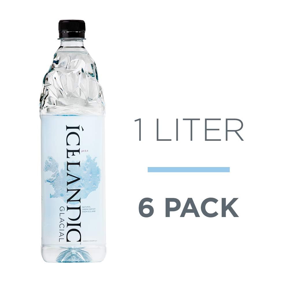 Icelandic Glacial bottle label close-up highlighting pure, refreshing taste