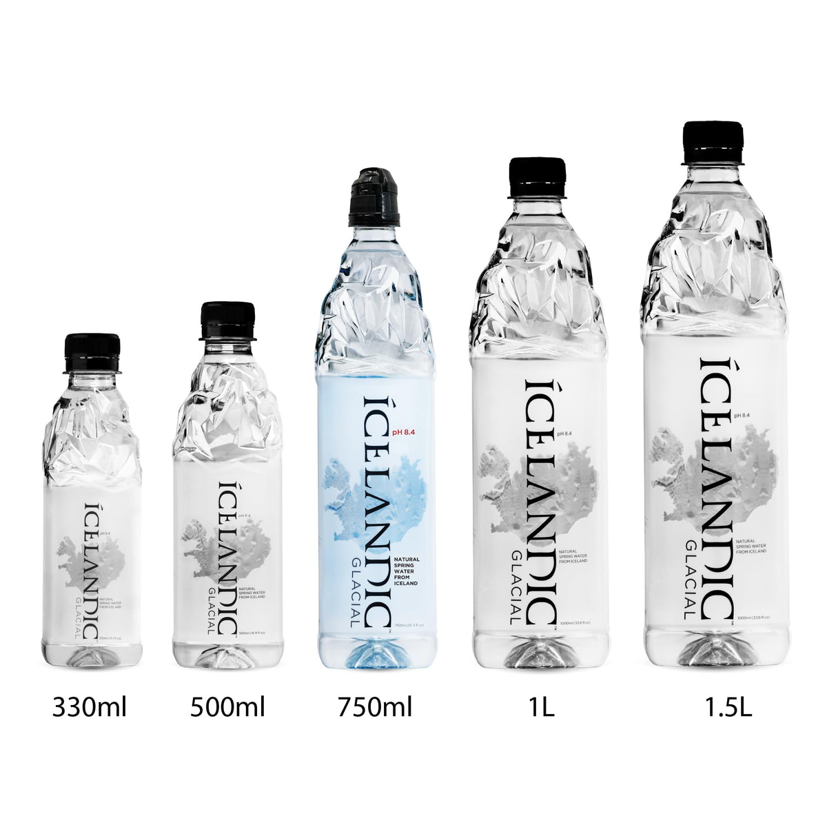 Recyclable Icelandic Glacial bottle made from high-grade rPET packaging.
