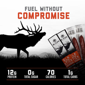 ICON Meats elk and pork snack sticks ingredients, clean and simple recipe.