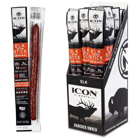 ICON Meats elk and pork snack sticks – original flavor, on-the-go protein.