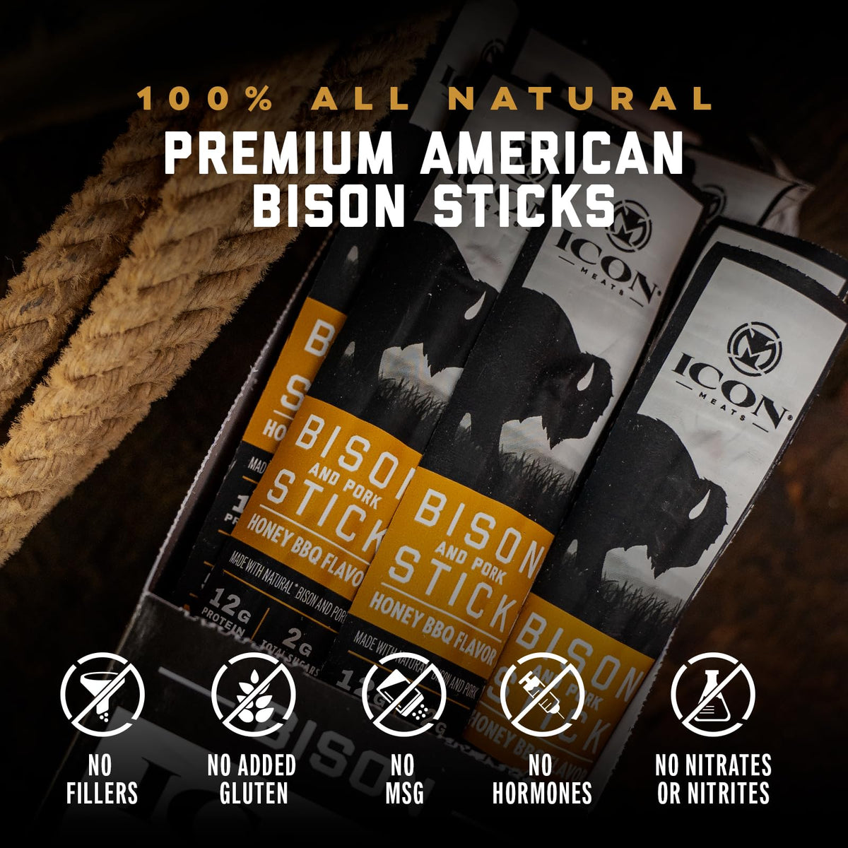 ICON Meats Rancher-owned Cadott Wisconsin branding on packaging.