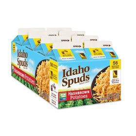Idaho Spuds Premium Hashbrown Potatoes 8-pack box for easy pantry meals.