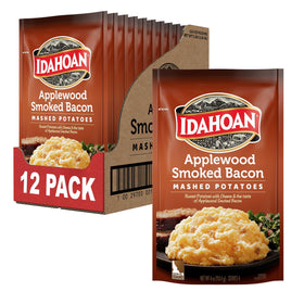 Idahoan Applewood Smoked Bacon Mashed Potatoes pack of 12 pouches for easy meals