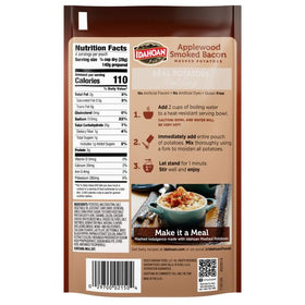 Idahoan Applewood Smoked Bacon Mashed Potatoes pouch-front view shows convenient portioning