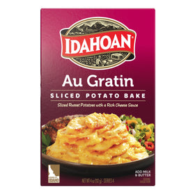 Idahoan Au Gratin Homestyle Casserole 4oz pouch pack enables quick weeknight dinners.