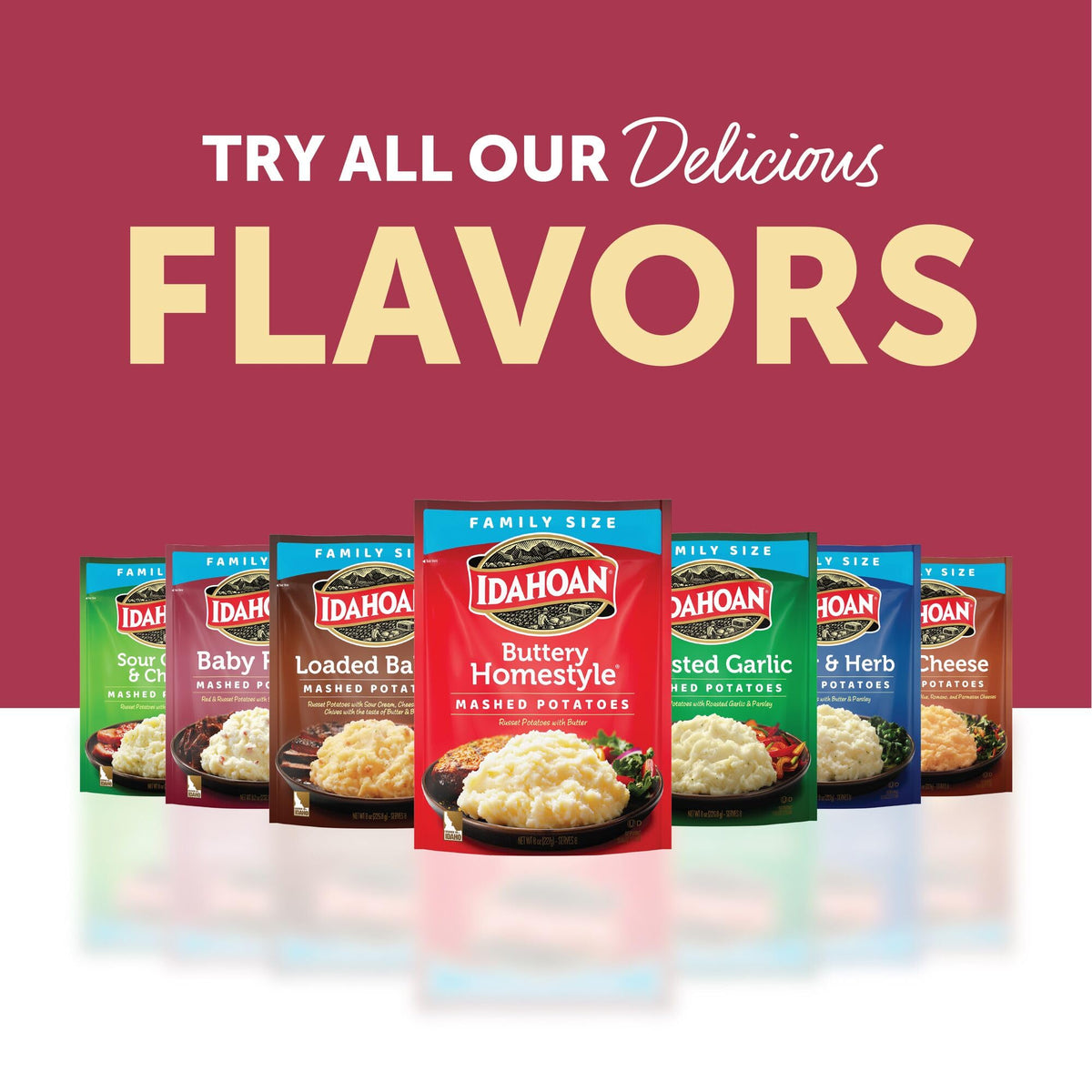 Idahoan Baby Reds gluten-free label on packaging.