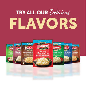 Idahoan Baby Reds gluten-free label on packaging.