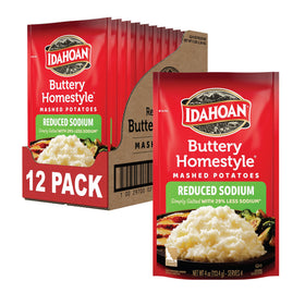 Idahoan Buttery Homestyle Reduced Sodium Mashed Potatoes pack-12 ready for quick meals