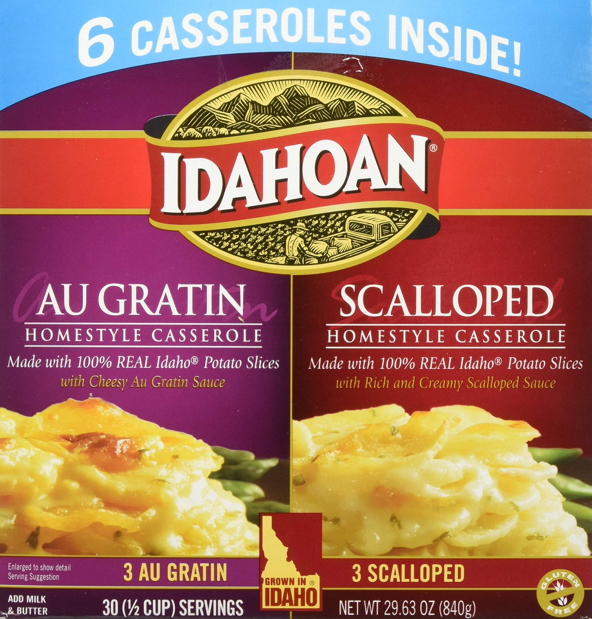 Idahoan combo pack box front—quick weeknight meals for families.