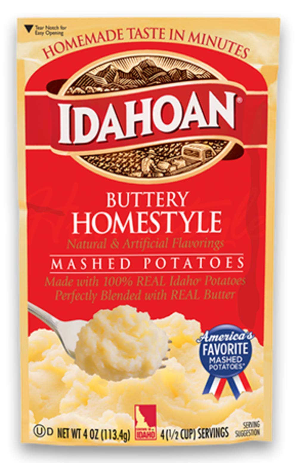 Idahoan Four Cheese Mashed Potatoes, creamy texture for family dinners