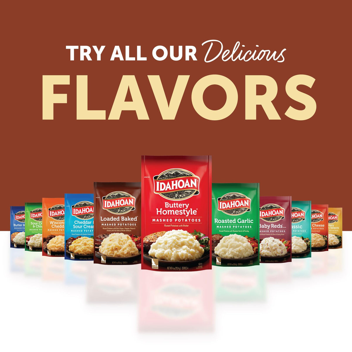 Idahoan Loaded Baked Mashed Potatoes served as a family meal side dish.