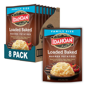 Idahoan Loaded Baked Mashed Potatoes pack of eight pouches ready for quick meals