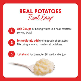 Idahoan Mashed Potatoes ready in 4 minutes with hot water