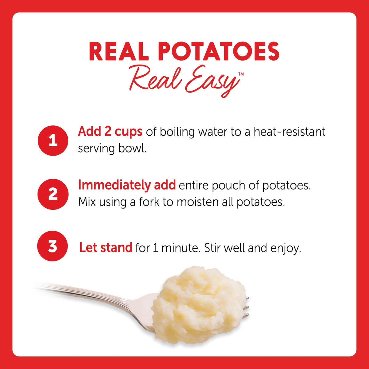 Idahoan mashed potatoes scooped into a bowl, showcasing creamy texture ready in minutes.