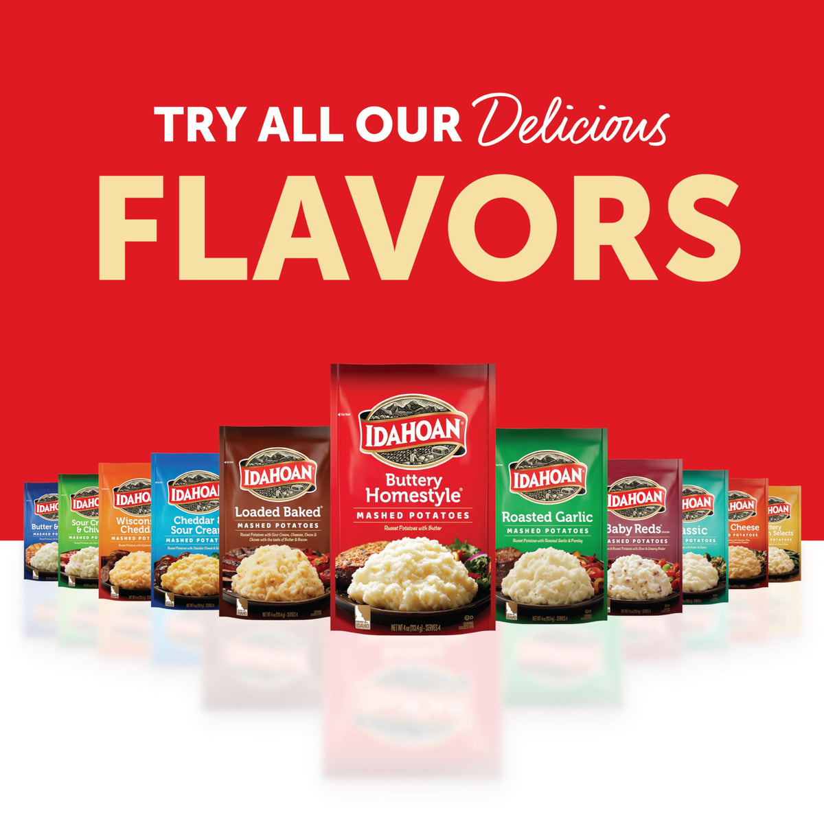 Idahoan pantry storage pack neatly organized for easy evening meals.