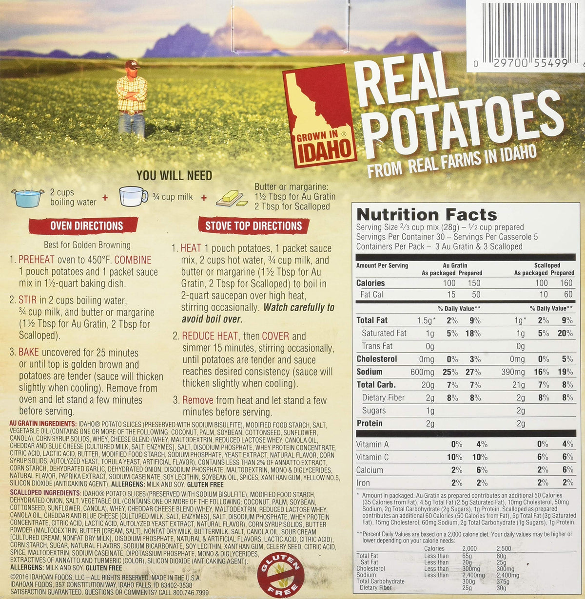 Idahoan potatoes closeup with sauce, gluten-free base for casseroles.