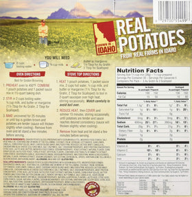 Idahoan potatoes closeup with sauce, gluten-free base for casseroles.