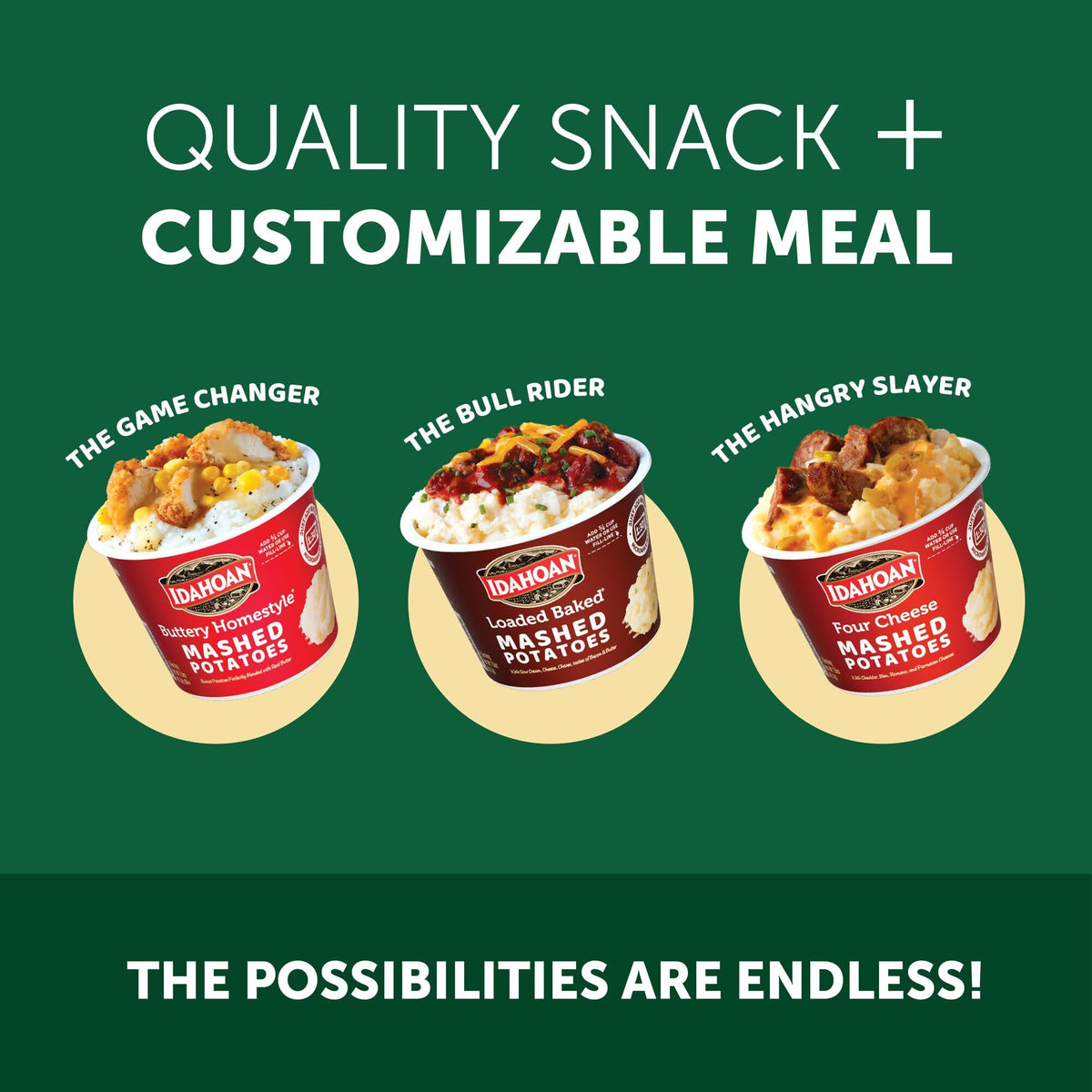 Idahoan Roasted Garlic Mashed Potatoes served in a bowl reveals smooth, comforting mash.