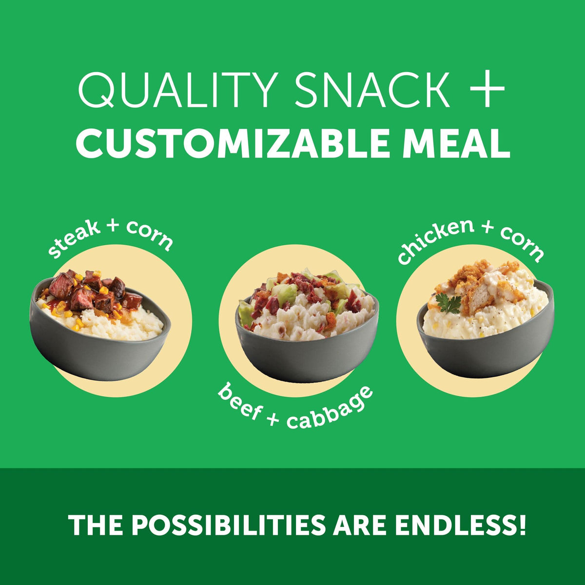 Idahoan mashed potatoes paired with a plated dinner for a wholesome meal