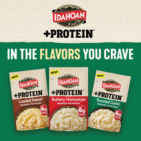 Idahoan Roasted Garlic +Protein microwave prep for fast, easy weeknight side.