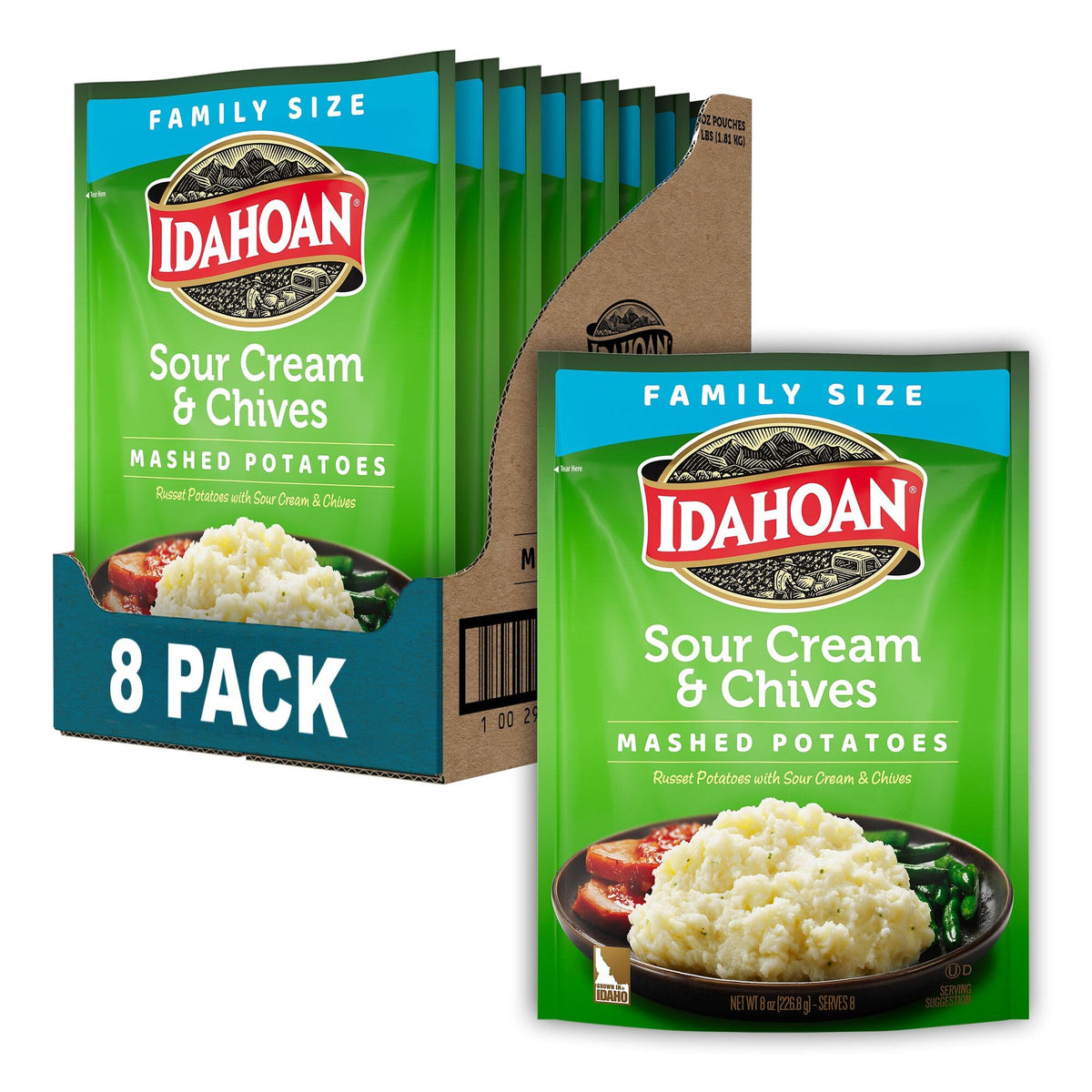 Idahoan Sour Cream and Chives mashed potatoes pack primed for quick family meals
