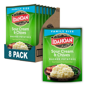 Idahoan Sour Cream and Chives mashed potatoes pack primed for quick family meals