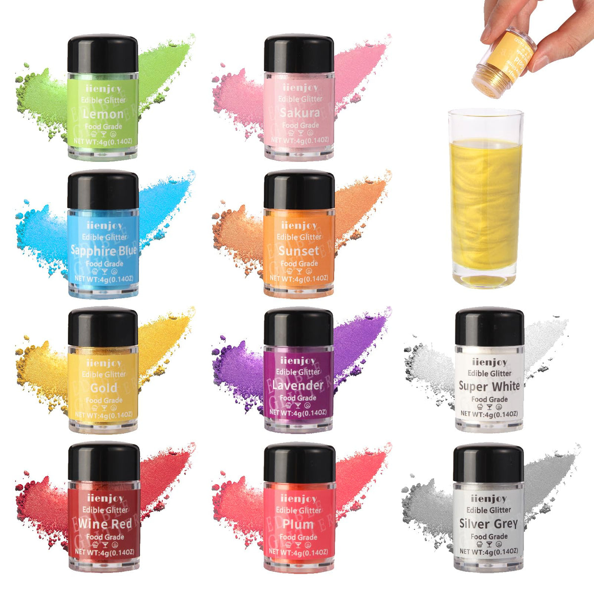 iienjoy edible glitter wine red bottle pour adds shimmering color to cocktails