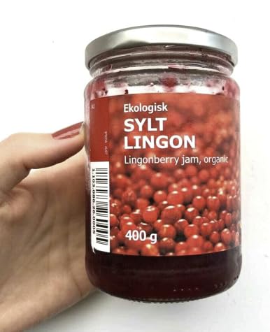 IKEA Sylt Lingonberry preserves jar pour shows smooth texture ideal for toppings