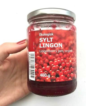 IKEA Sylt Lingonberry preserves jar pour shows smooth texture ideal for toppings